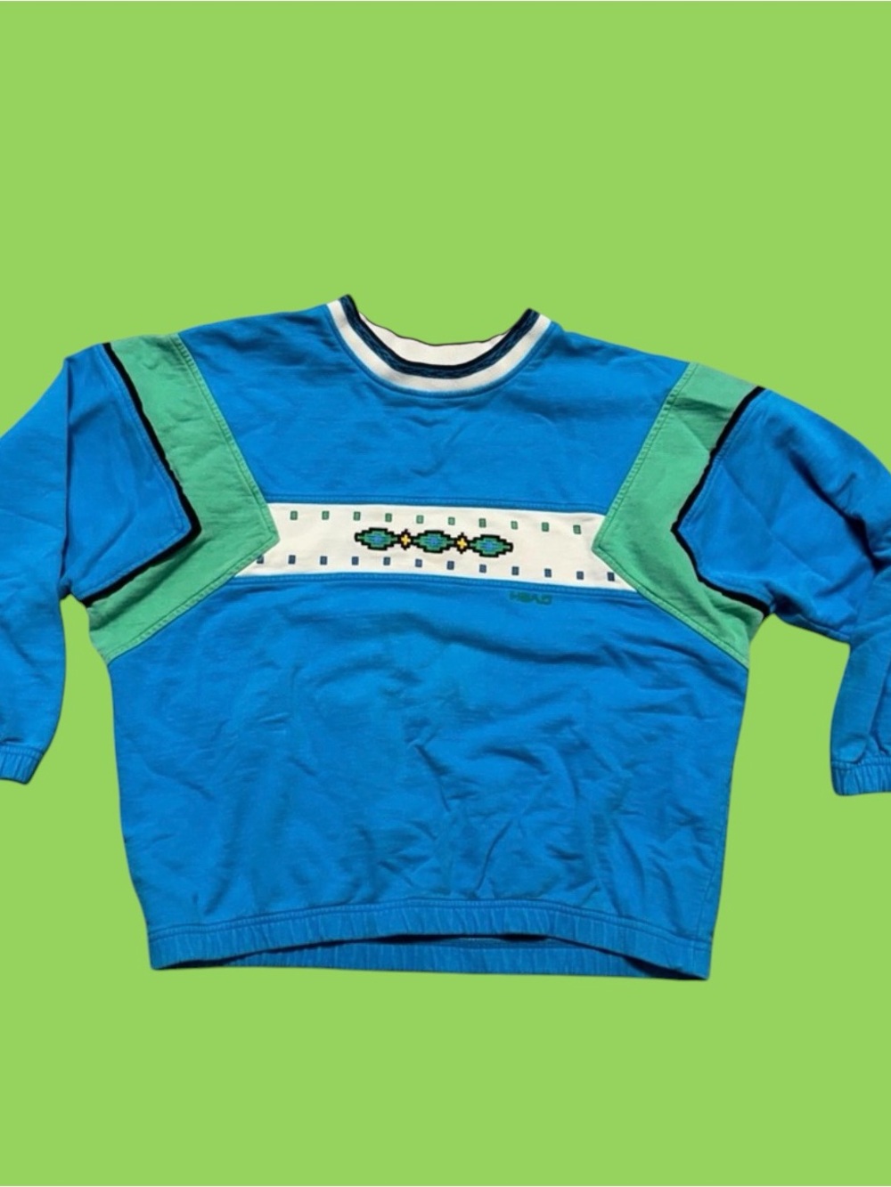 Vintage 80s Blue Green Sweatshirt Head Sportswear Athletics